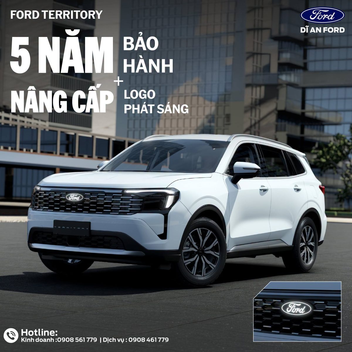FORD TERRITORY: NÂNG TẦM DIỆN MẠO, KHẲNG ĐỊNH PHONG CÁCH VỚI LOGO PHÁT SÁNG